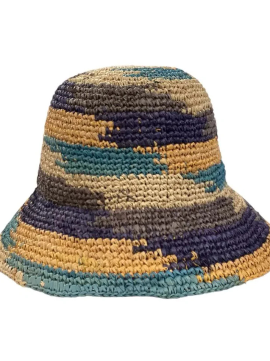 JULIA Raffia Wide-brim hat In Sky colors