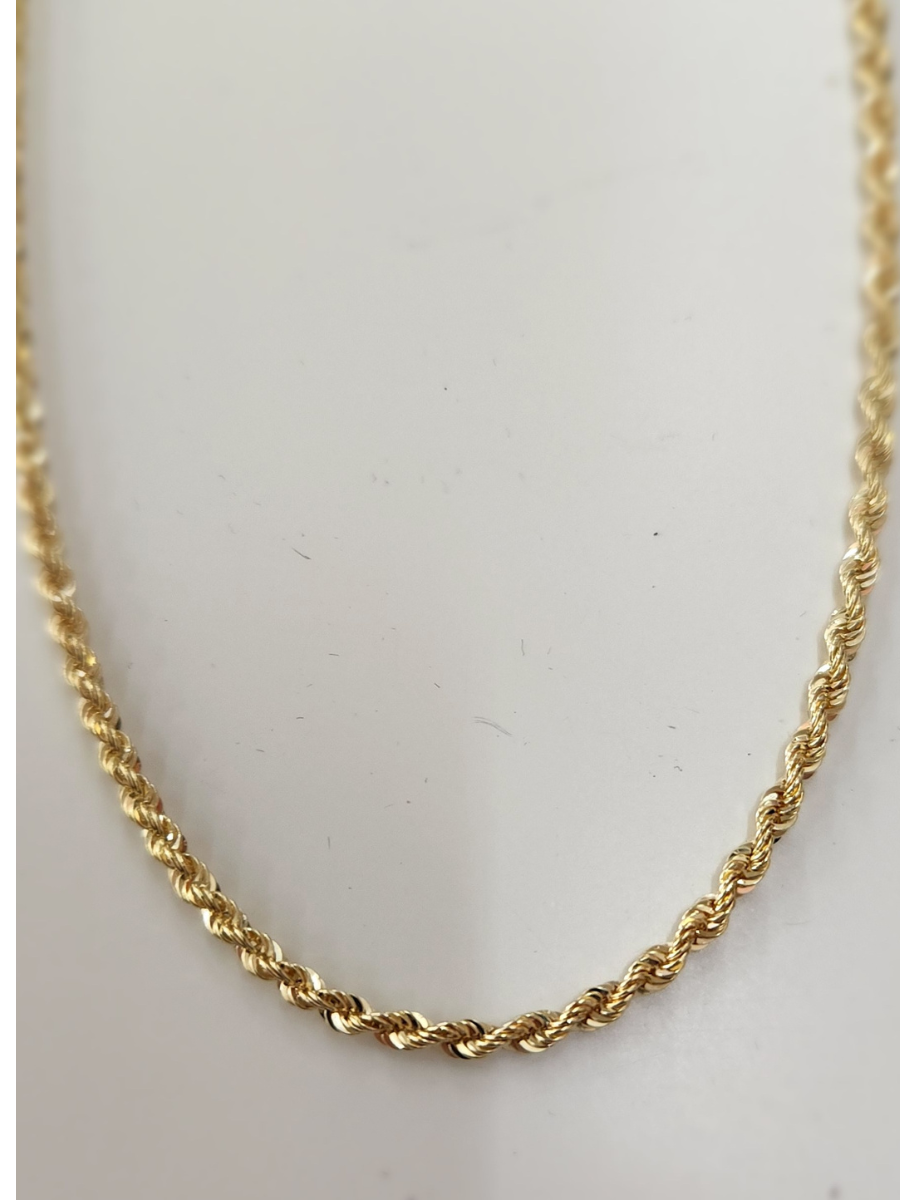 שרשרת זהב 14K חבל חלול מידה 1 כ4 גרם אורך 45 ס"מ זהב צהוב