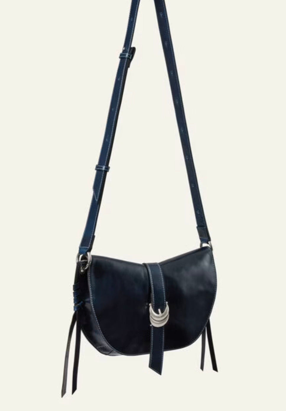 BA&SH YouYou SADDLE BAG  blue Leather