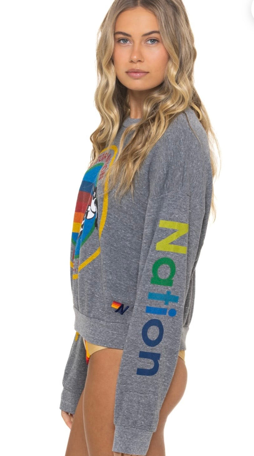 AVIATOR NATION RELAXED VENICE CREW SWEATSHIRT - HEATHER GREY