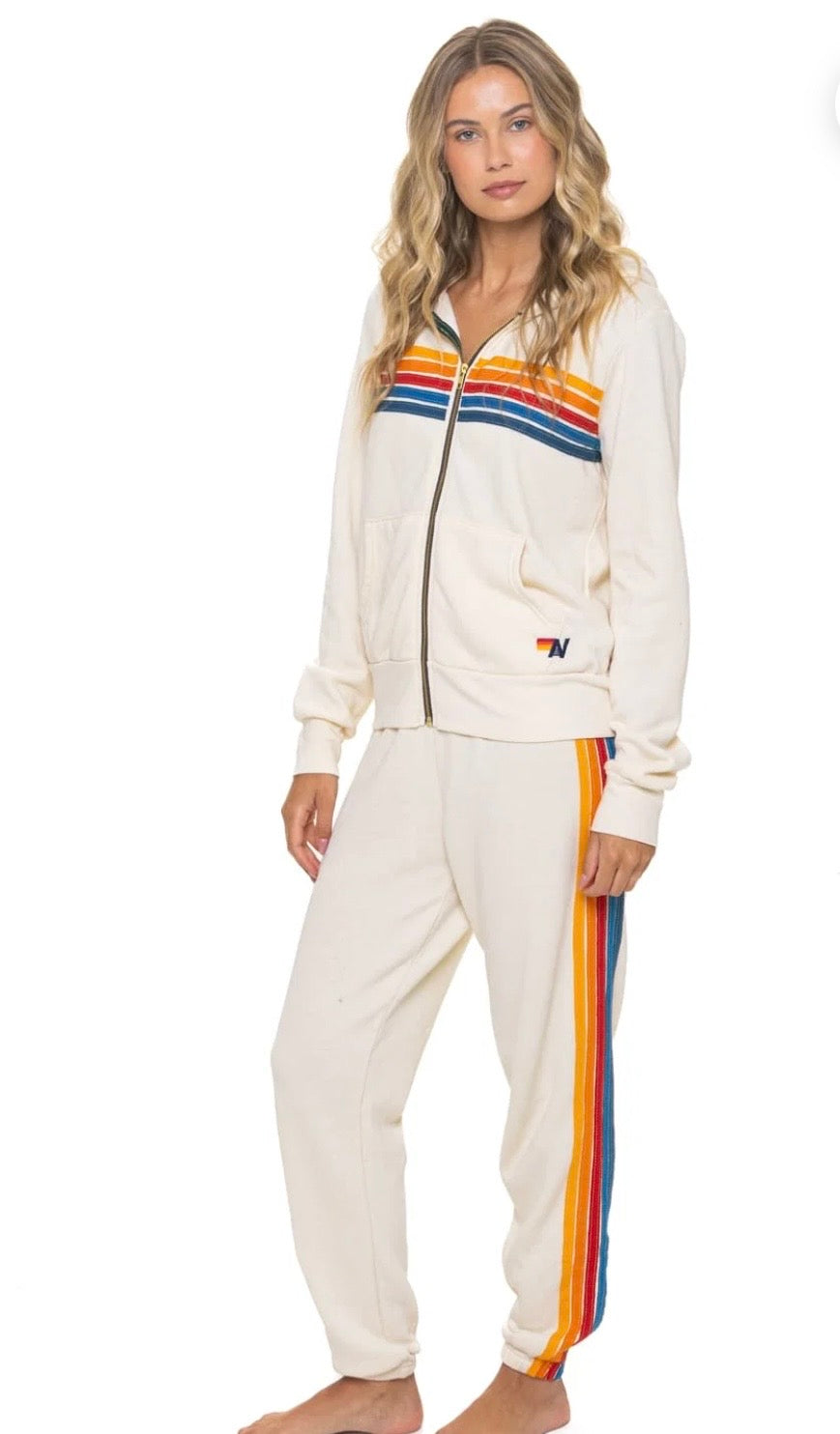 5 STRIPE SWEATPANTS - VINTAGE WHITE