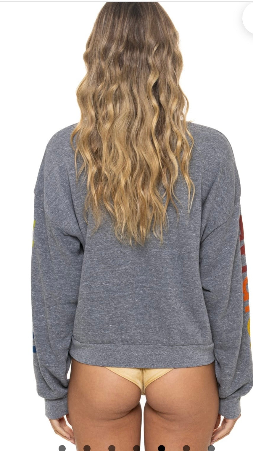 AVIATOR NATION RELAXED VENICE CREW SWEATSHIRT - HEATHER GREY