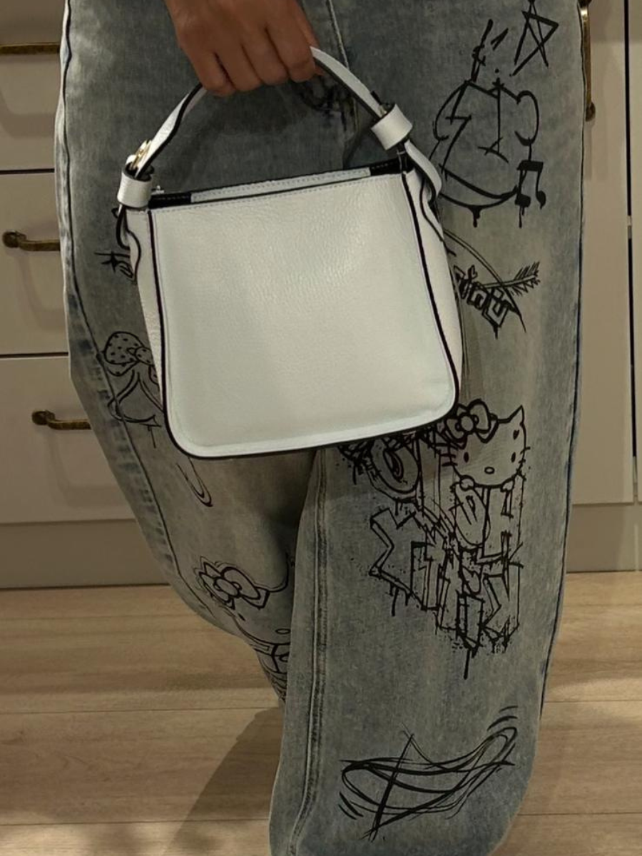 JULIA Boxy Leather Bag white