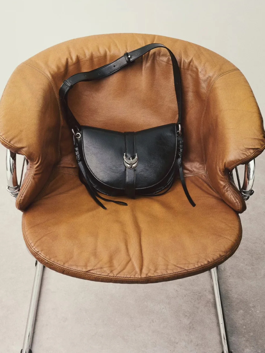 BA&SH SADDLE BAG Black Leather