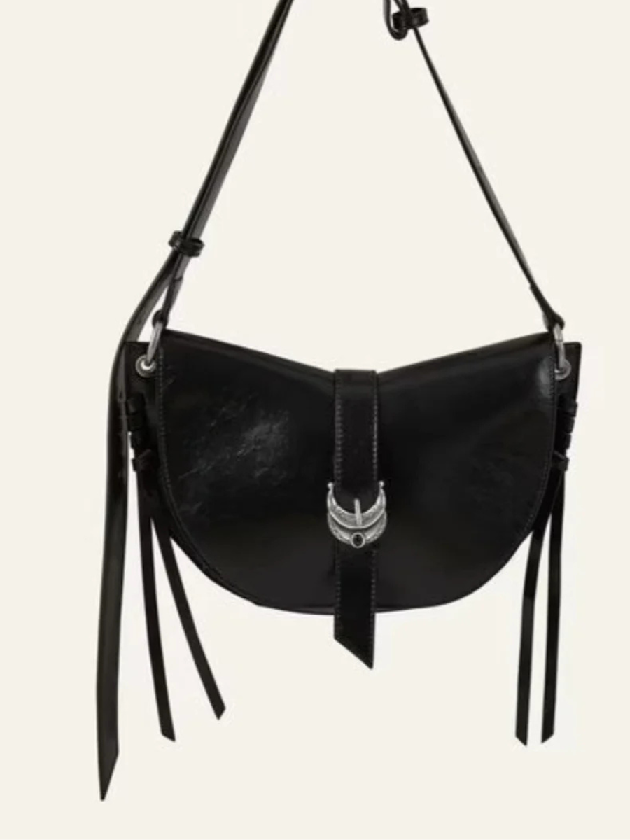 BA&SH SADDLE BAG Black Leather