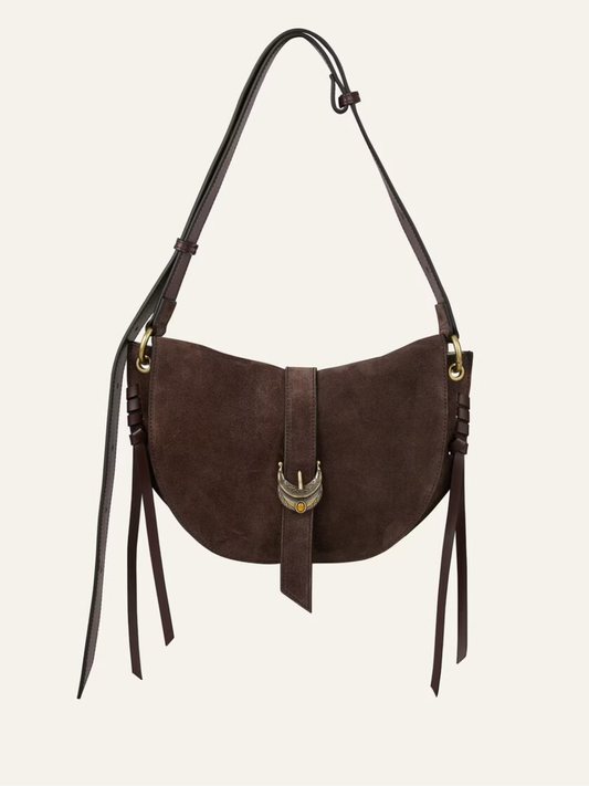 BA&SH SADDLE BAG CHOCOLATE BROWN Leather