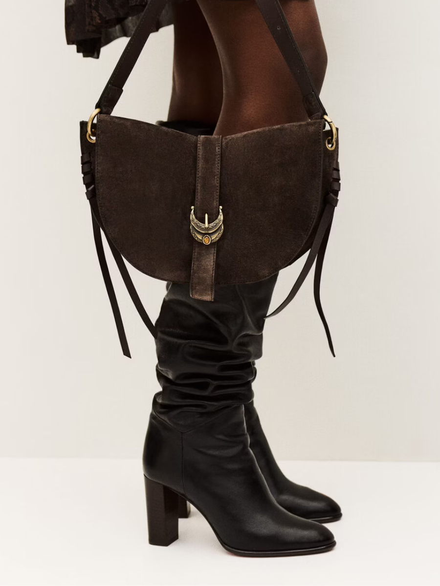 BA&SH SADDLE BAG CHOCOLATE BROWN Leather