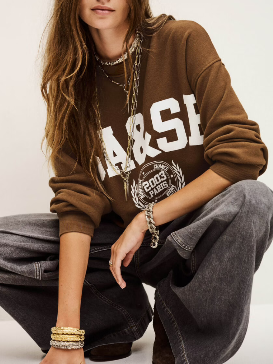 BA&SH Benjamin logo-print sweatshirt in Cafe