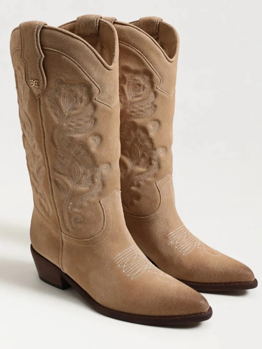 SAM EDELMAN RUE Western Boot In Cyprus Tan Suede