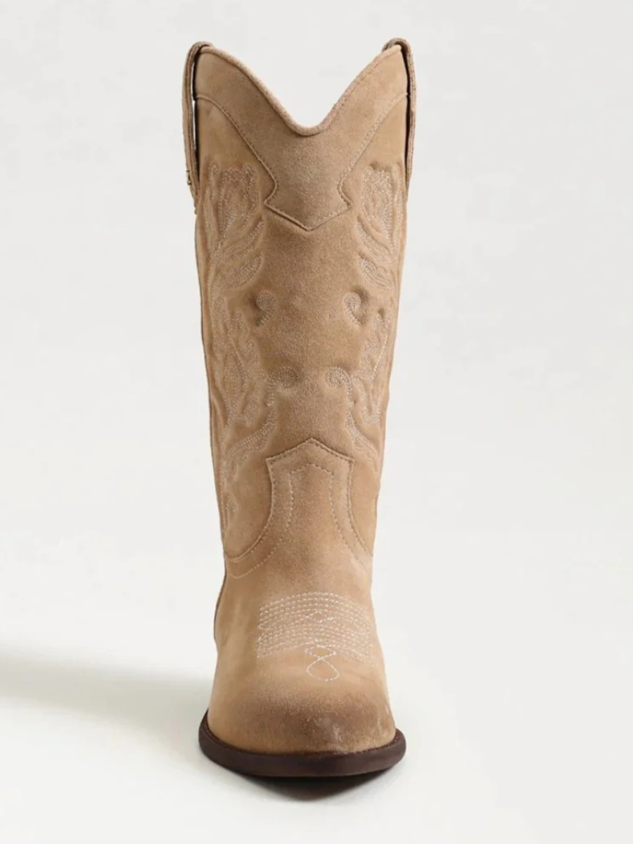 SAM EDELMAN RUE Western Boot In Cyprus Tan Suede