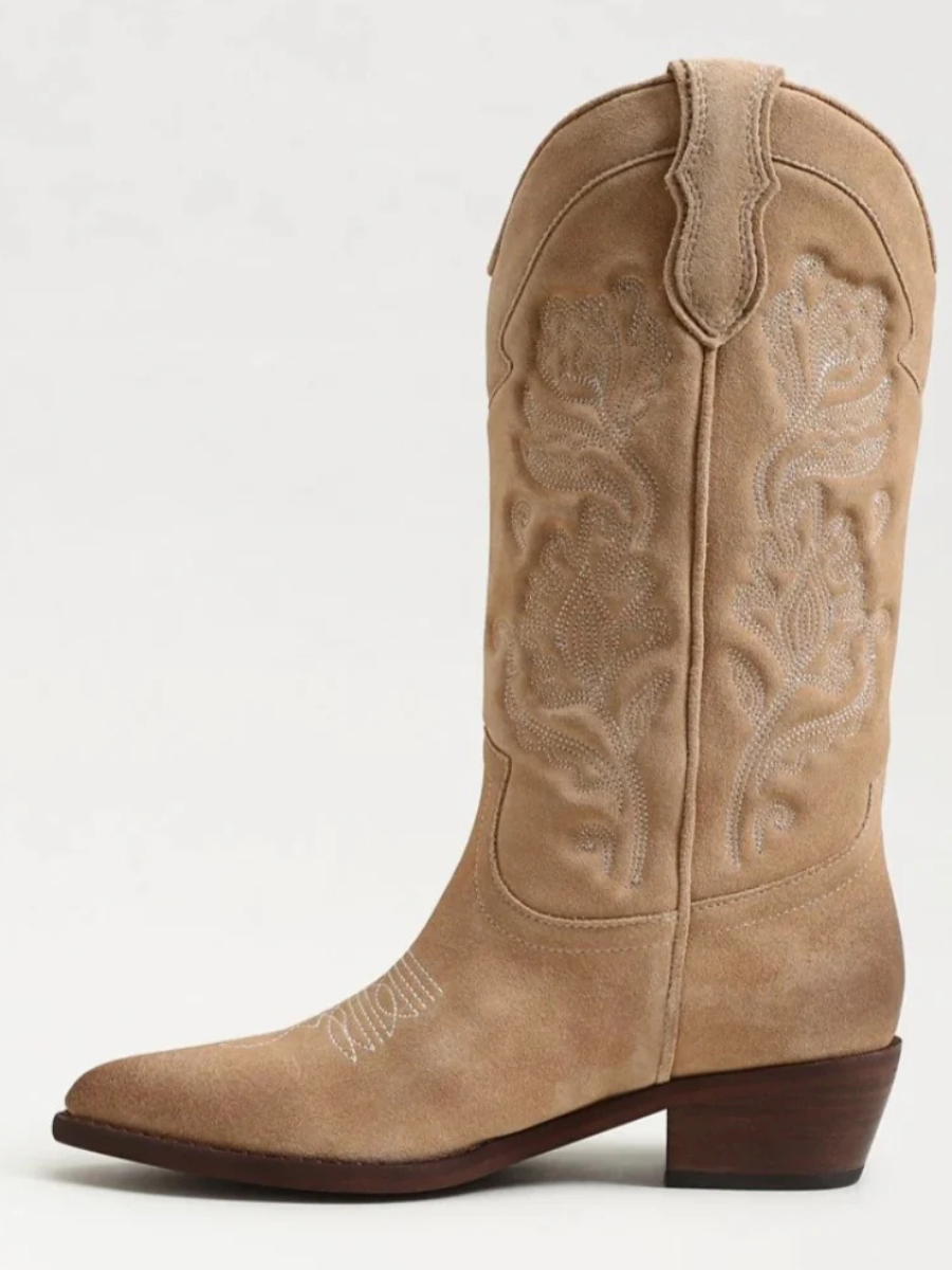 SAM EDELMAN RUE Western Boot In Cyprus Tan Suede