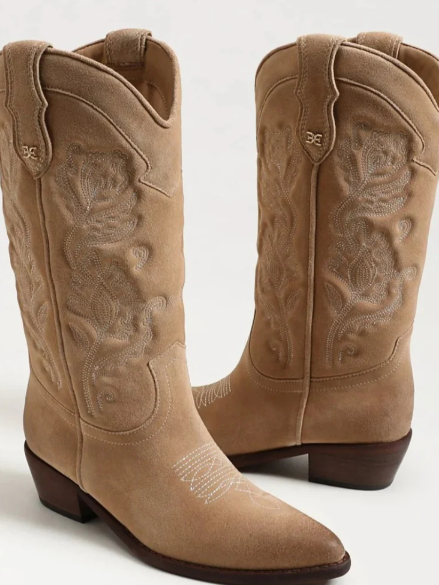 SAM EDELMAN RUE Western Boot In Cyprus Tan Suede