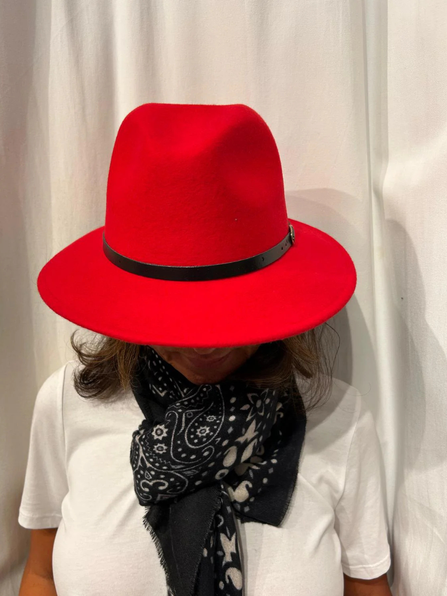 Parisian Fedora Hat Fire Red