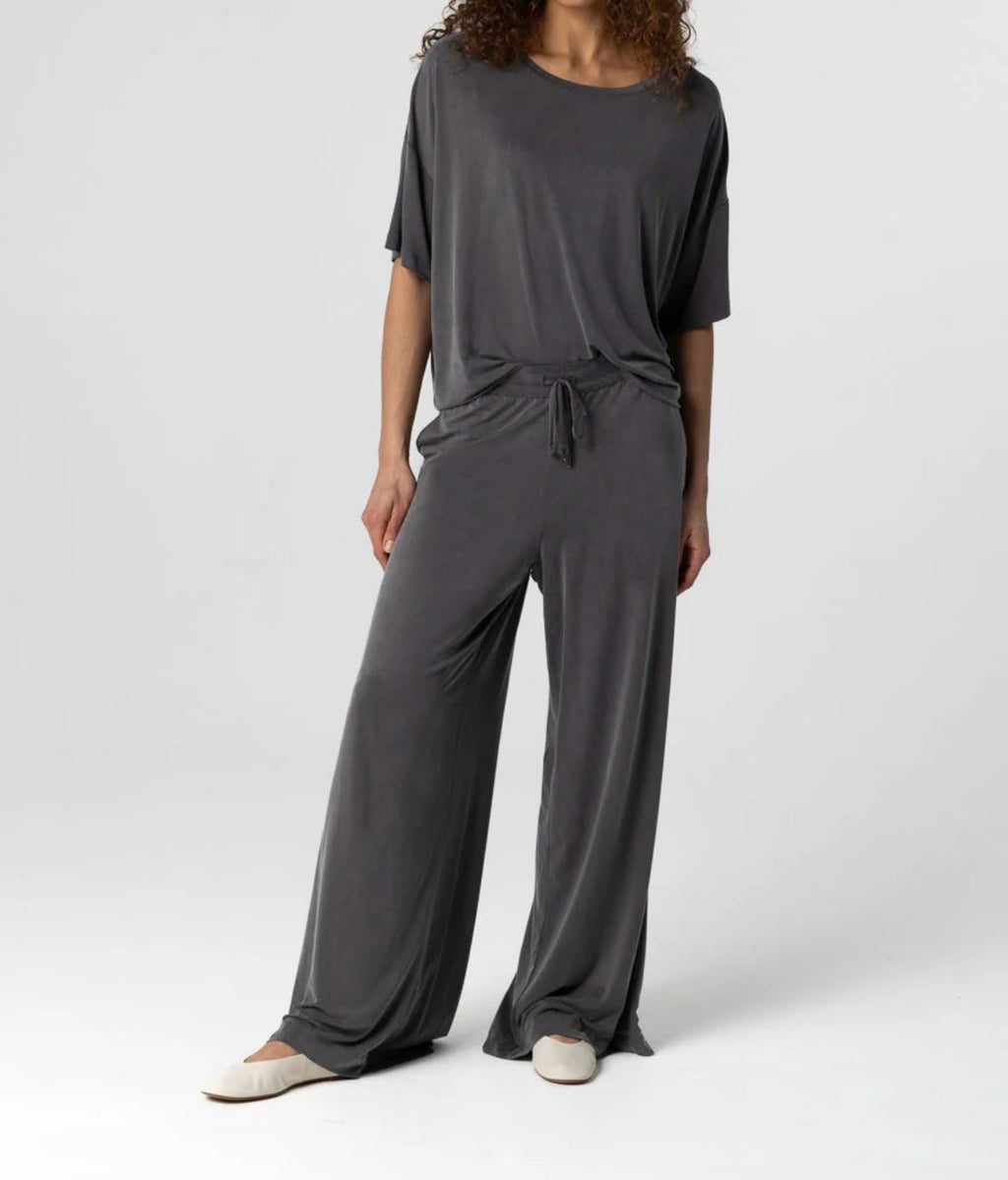 MAJESTIC DARK GRAY PANTS IN CUPRO / ELASTANE