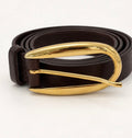 JULIA

JULIA Sculptural Gold Buckle Belt in Dark Brown