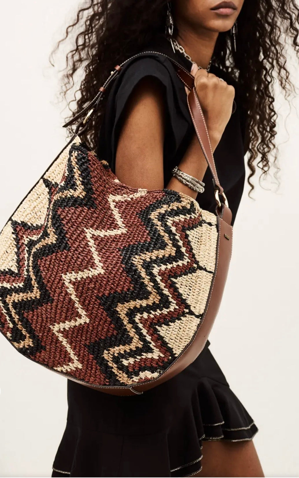 BA&SH ARYA raffia hobobag