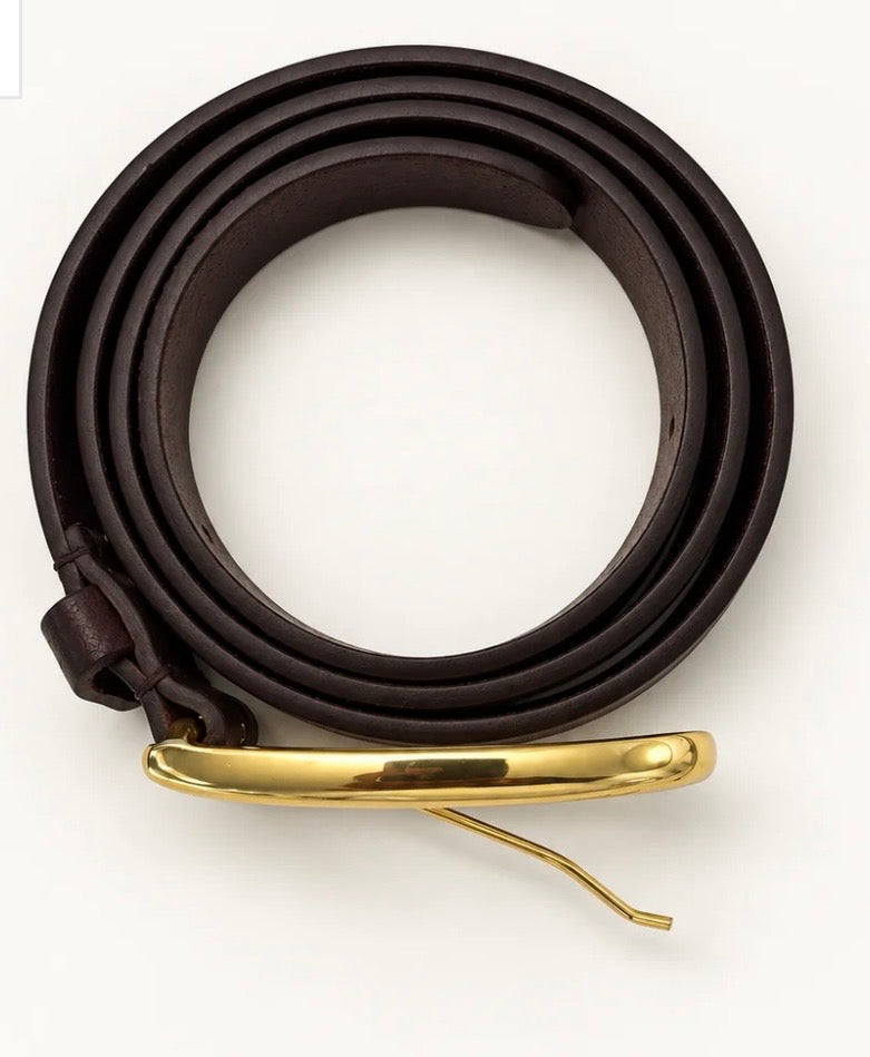 JULIA

JULIA Sculptural Gold Buckle Belt in Dark Brown