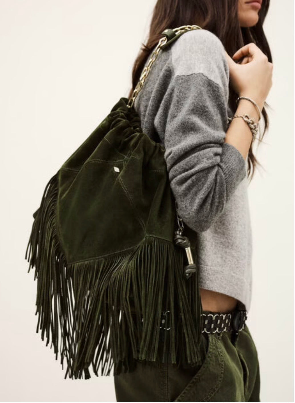 BA&SH JUNE fringed suede bag
