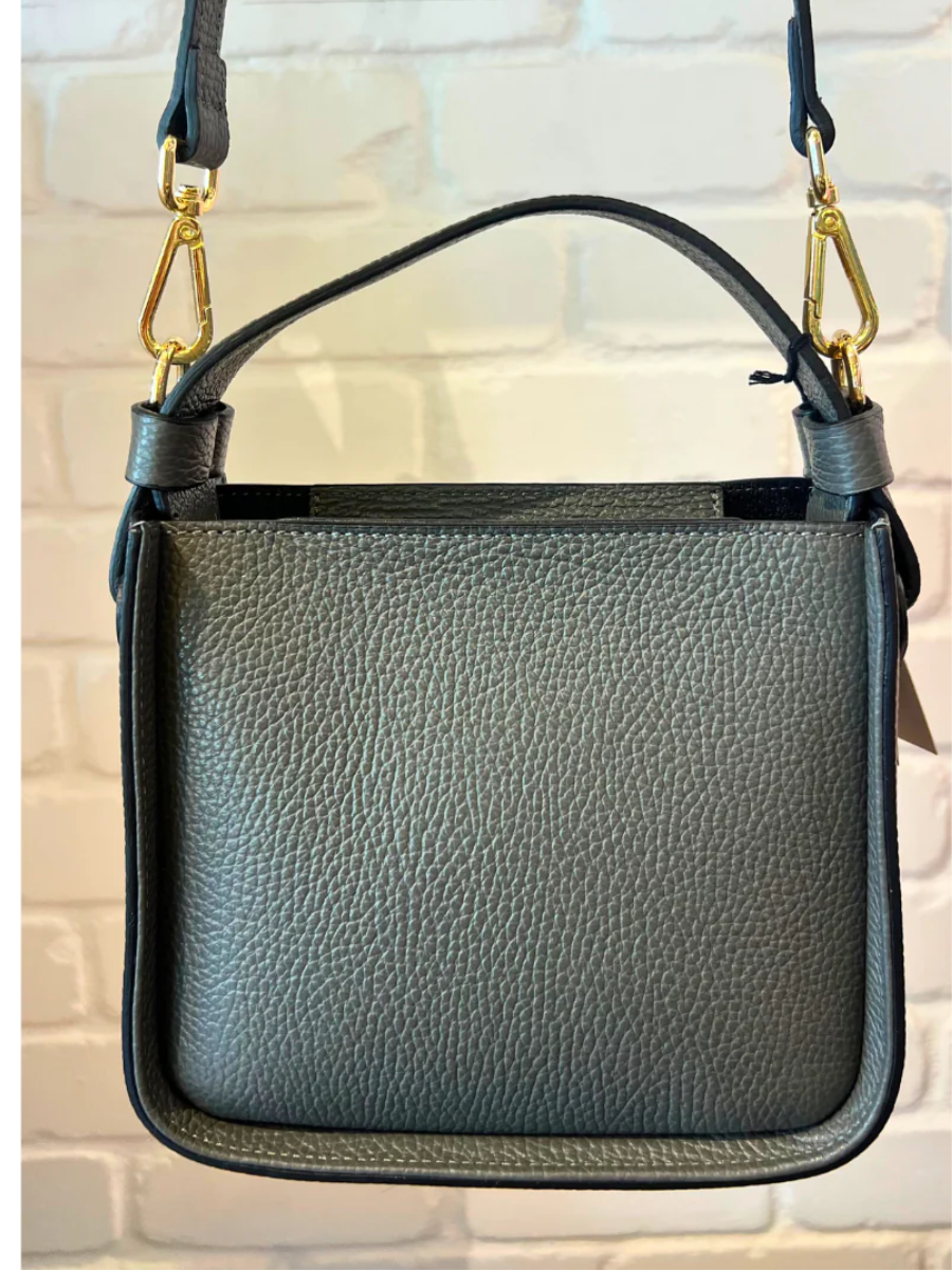 JULIA Boxy Leather Bag Grey