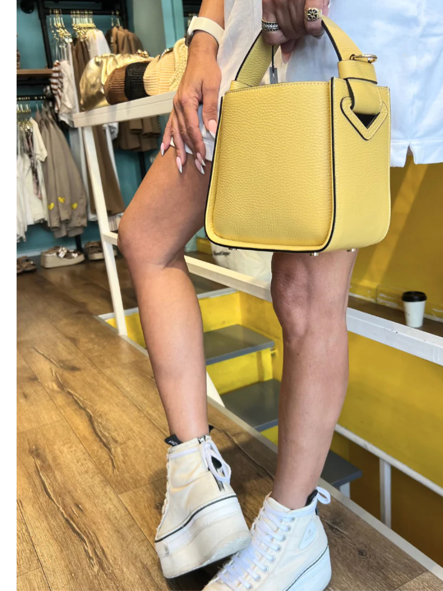 JULIA Boxy Leather Bag Yellow