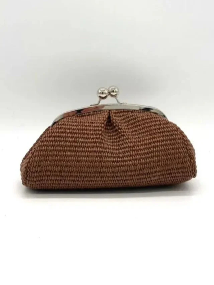 JULIA Raffia Clutch Chocolate