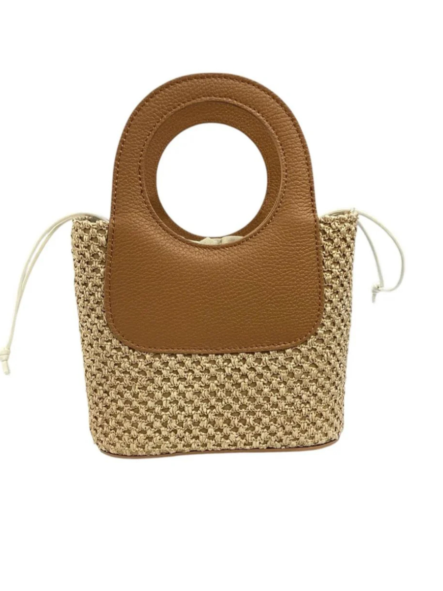 JULIA Boxy Raffia Bag Tan