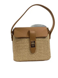 JULIA Mini Boxy Raffia Bag Tan