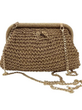 JULIA Glitter Raffia Clutch Tan