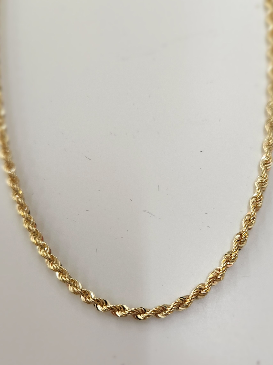 שרשרת זהב 14K חבל חלול מידה 1 כ3.8 גרם אורך 42 ס"מ זהב צהוב