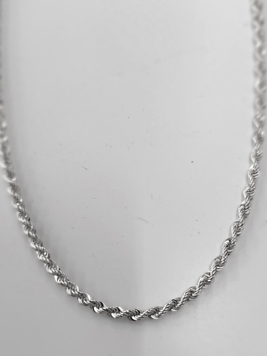 שרשרת זהב 14K חבל חלול מידה 1 כ3.8 גרם אורך 42 ס"מ זהב לבן