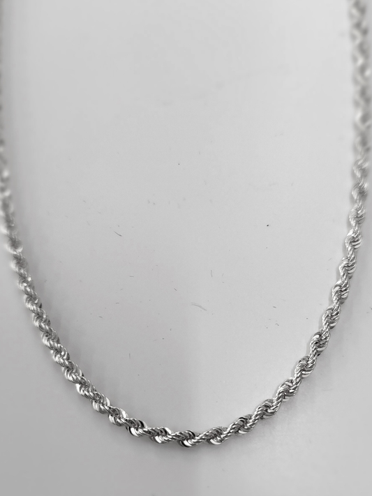 שרשרת זהב 14K חבל חלול מידה 1 כ3.8 גרם אורך 42 ס"מ זהב לבן