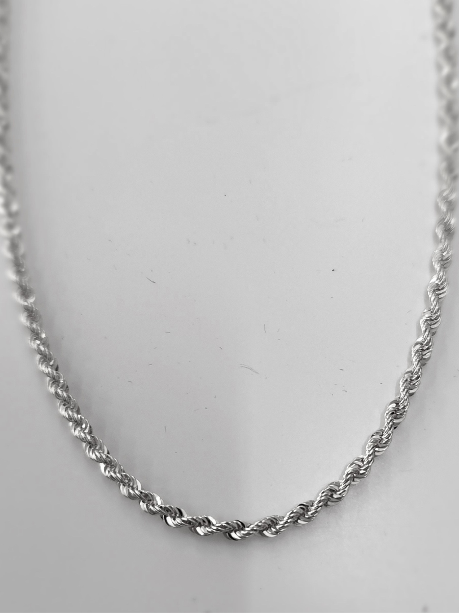 שרשרת זהב 14K חבל חלול מידה 1 כ4 גרם אורך 45 ס"מ זהב לבן