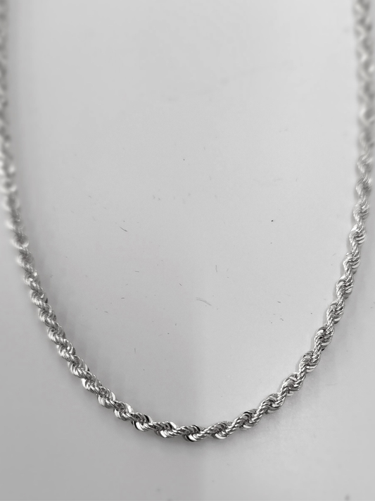 שרשרת זהב 14K חבל חלול מידה 1 כ4 גרם אורך 45 ס"מ זהב לבן