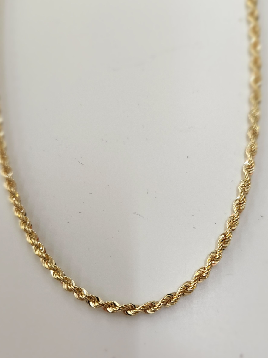 שרשרת זהב 14K חבל חלול מידה 1 כ4.3 גרם אורך 50 ס"מ זהב צהוב