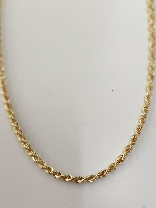 שרשרת זהב 14K חבל חלול מידה 1 כ4.9 גרם אורך 60 ס"מ זהב צהוב