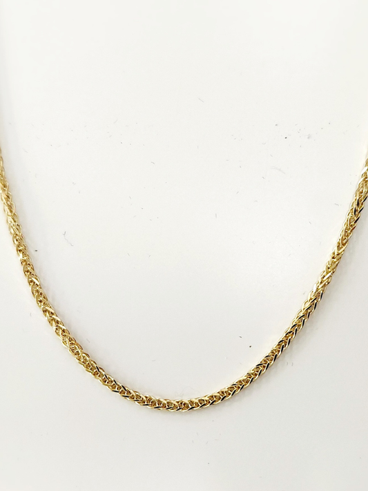 שרשרת זהב 14K ספיגה מרובעת חלולה עובי 2.2 מ"מ כ3.5 גרם אורך 50 ס"מ זהב צהוב