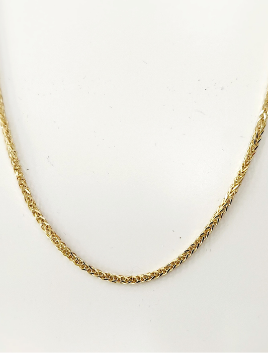 שרשרת זהב 14K ספיגה מרובעת חלולה עובי 2.2 מ"מ כ4 גרם אורך 60 ס"מ זהב צהוב