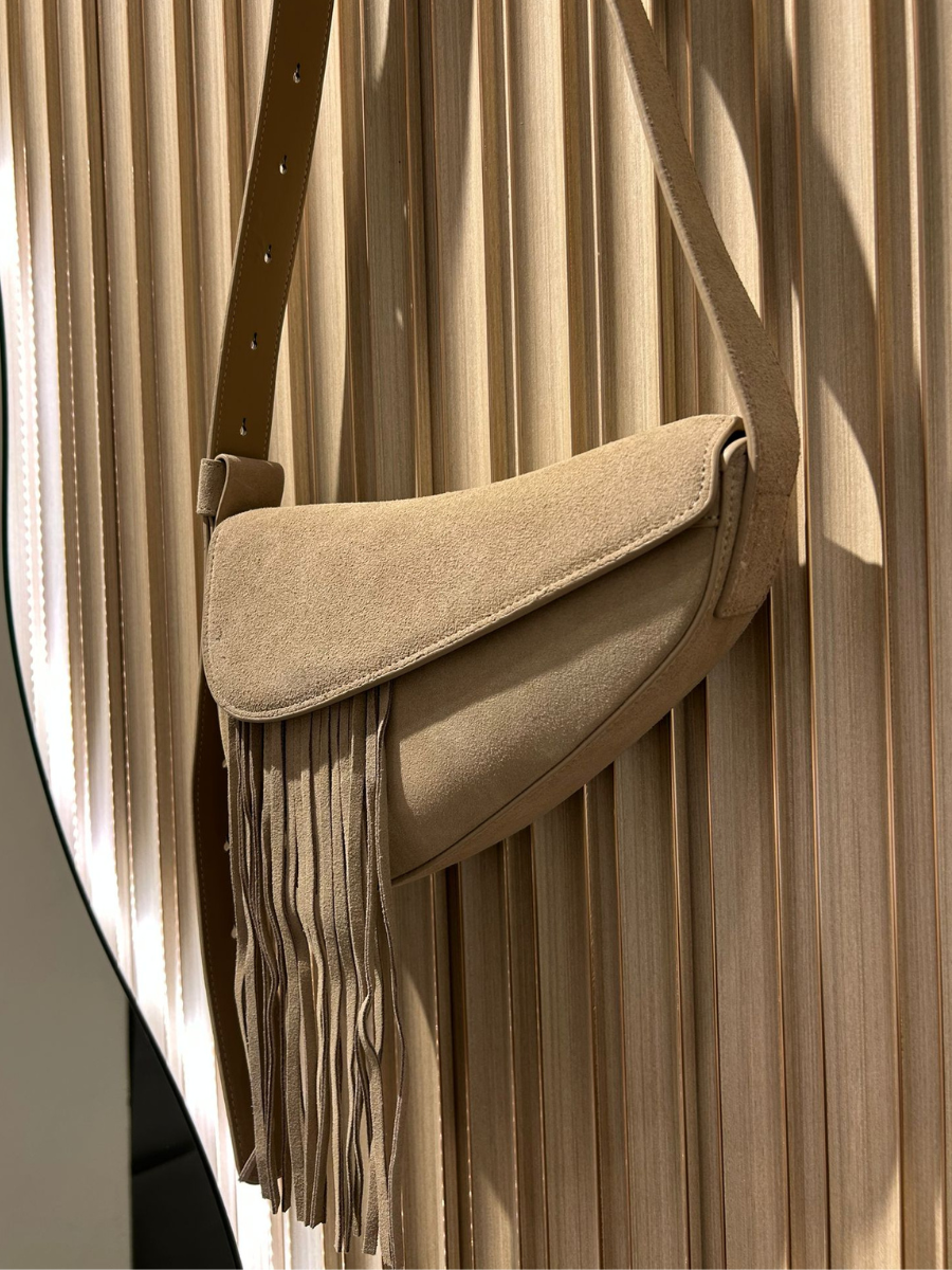 INTERDEE Beige Suede Bag