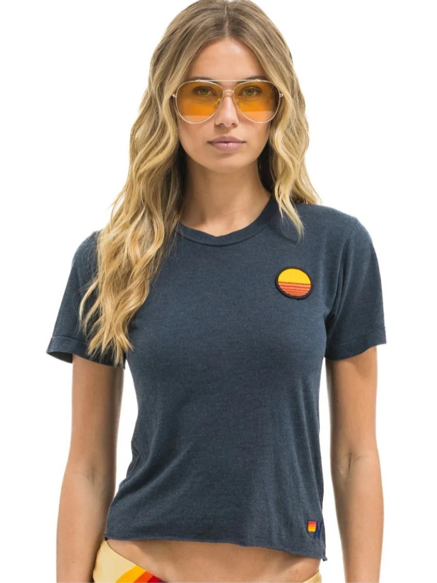 AVIATOR NATION SUNSET PATCH BOYFRIEND TEE - CHARCOAL