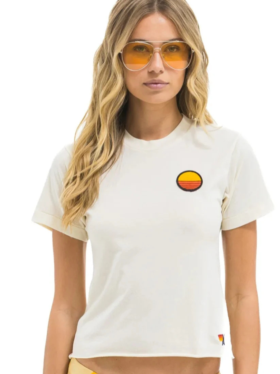 AVIATOR NATION SUNSET PATCH BOYFRIEND TEE - VINTAGE WHITE