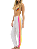AVIATOR NATION 5 STRIPE SWEATPANTS - DOVE // NEON