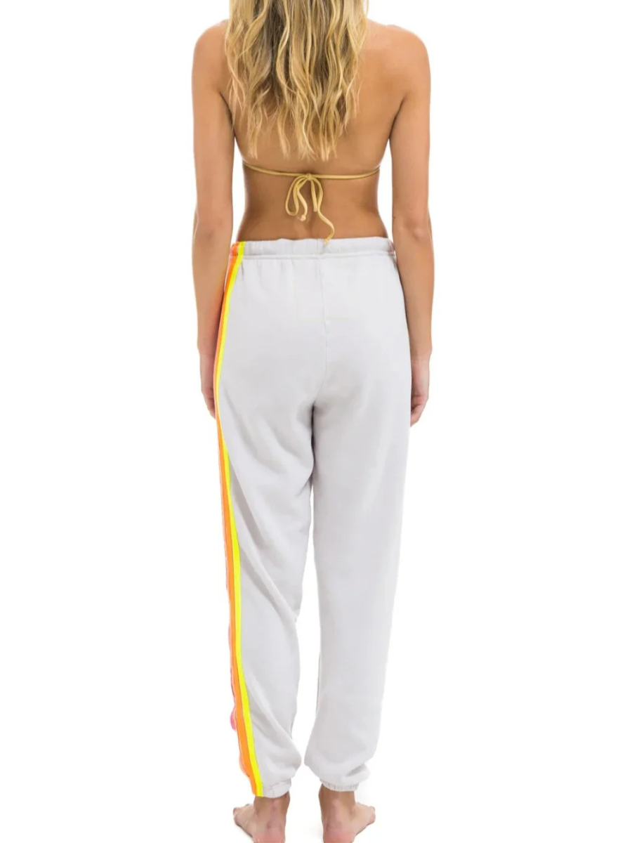 AVIATOR NATION 5 STRIPE SWEATPANTS - DOVE // NEON
