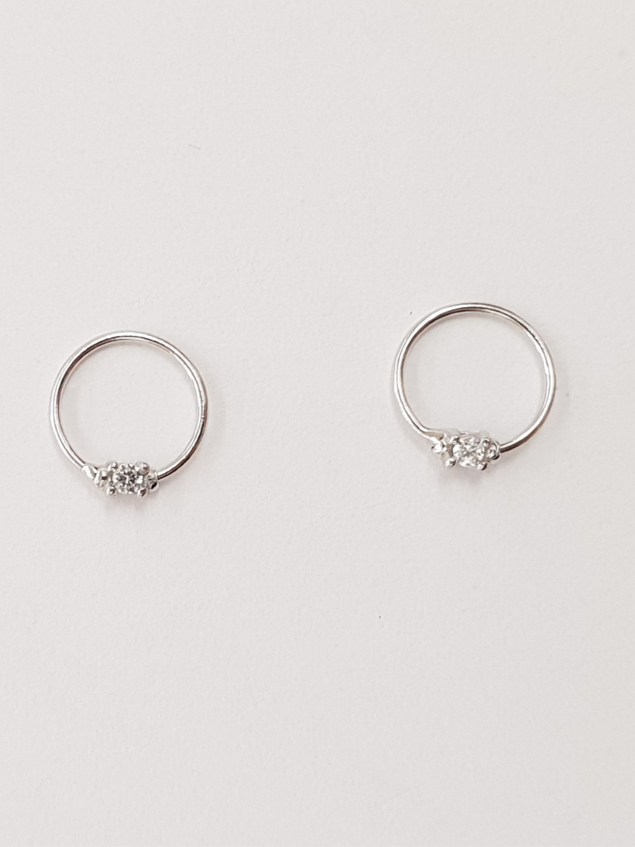 חישוק זהב 14K עם זרקון לאף/הליקס קוטר 7.5-8 מ"מ זהב לבן