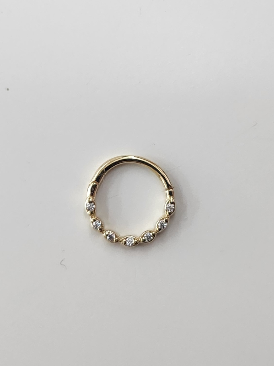 חישוק זהב 14K בודד הליקס/ספטום 10 מ"מ זרקונים גליים זהב צהוב