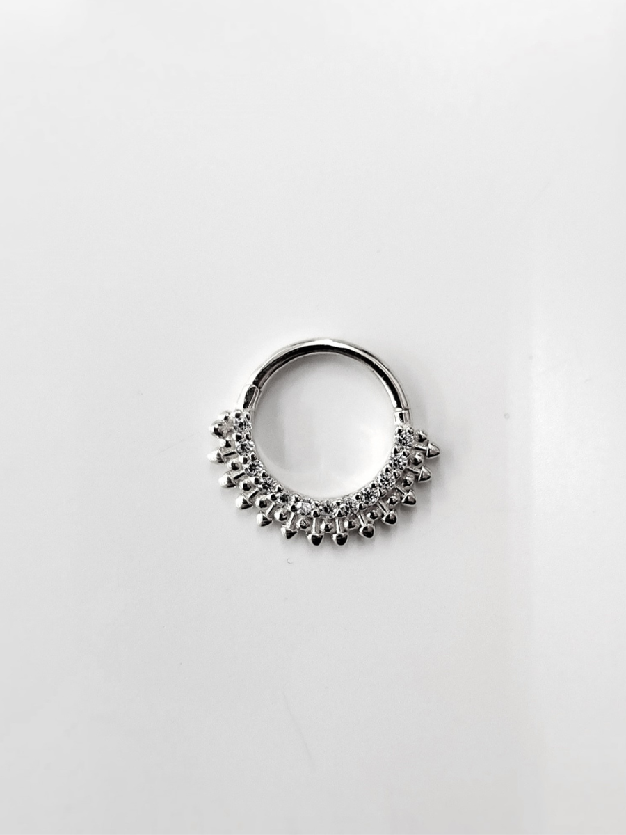 חישוק זהב 14K בודד הליקס/ספטום 10 מ"מ משובץ זרקונים מעוטרים זהב לבן