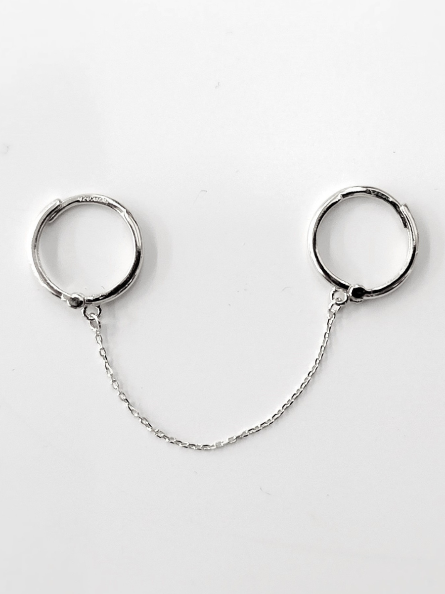 חישוק זהב 14K הליקס/אוזן חישוק 11 מ"מ עם שרשרת לחישוק זהב לבן