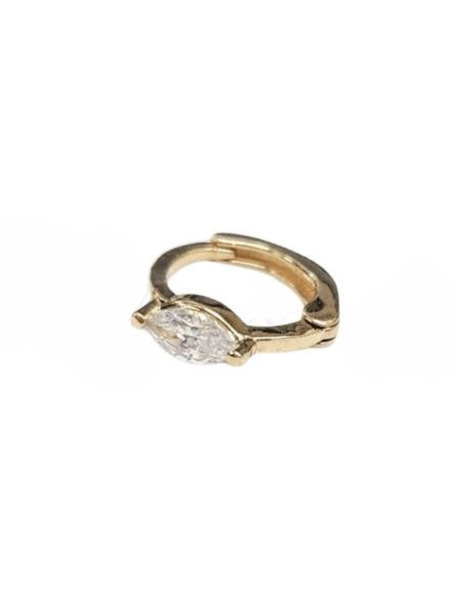 חישוק זהב 14K הליקס/אוזן בודד חישוק 8מ"מ משובץ מרקיזה מיני זהב צהוב