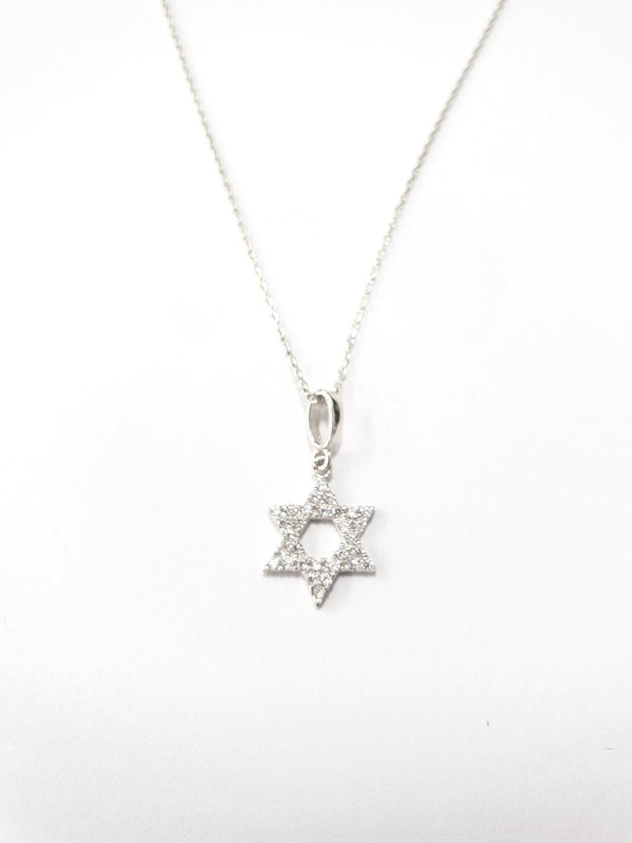 שרשרת זהב לבן 14 קראט זירקונים