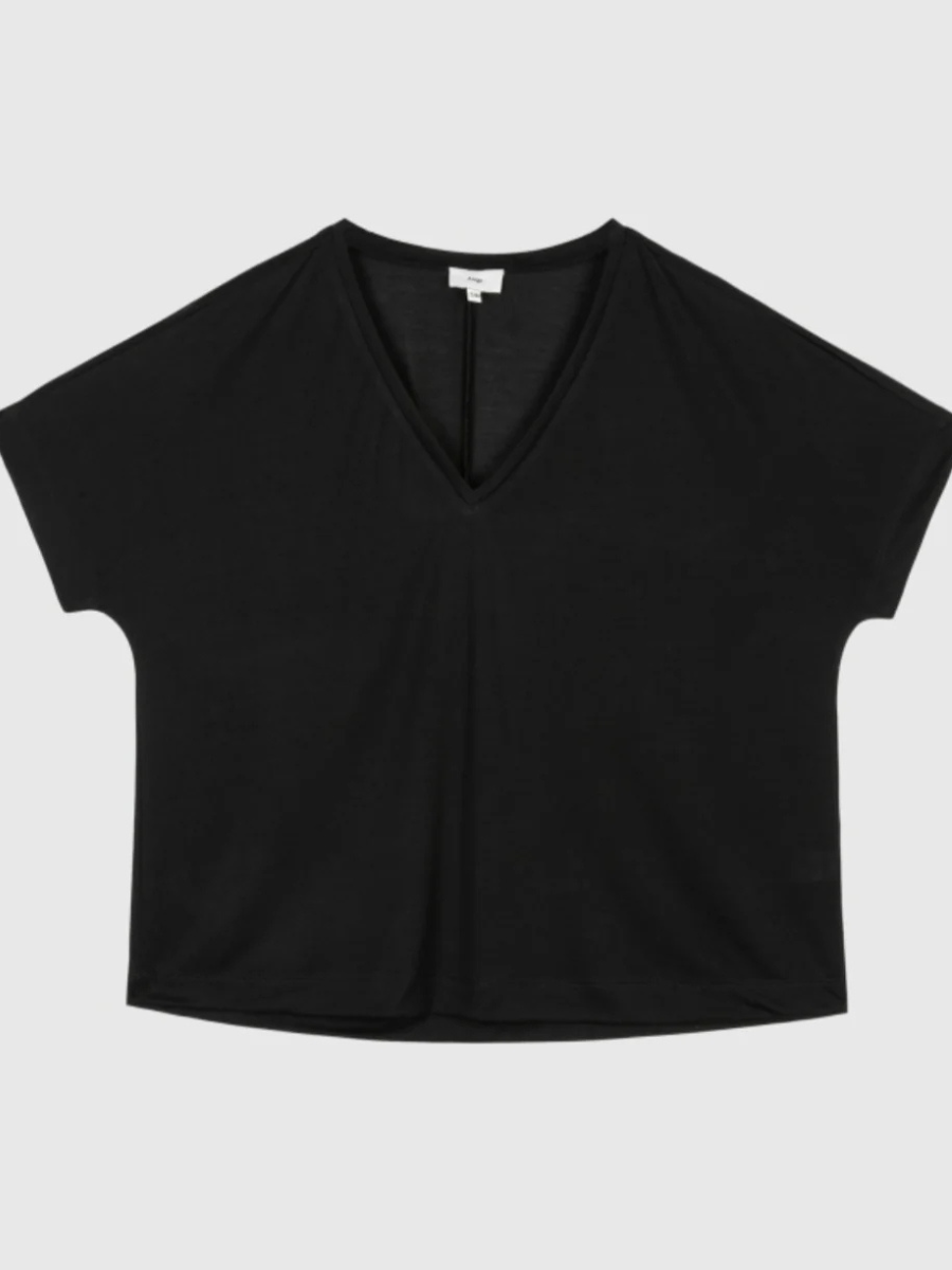 ANGE V NECK T-SHIRT IN BLACK