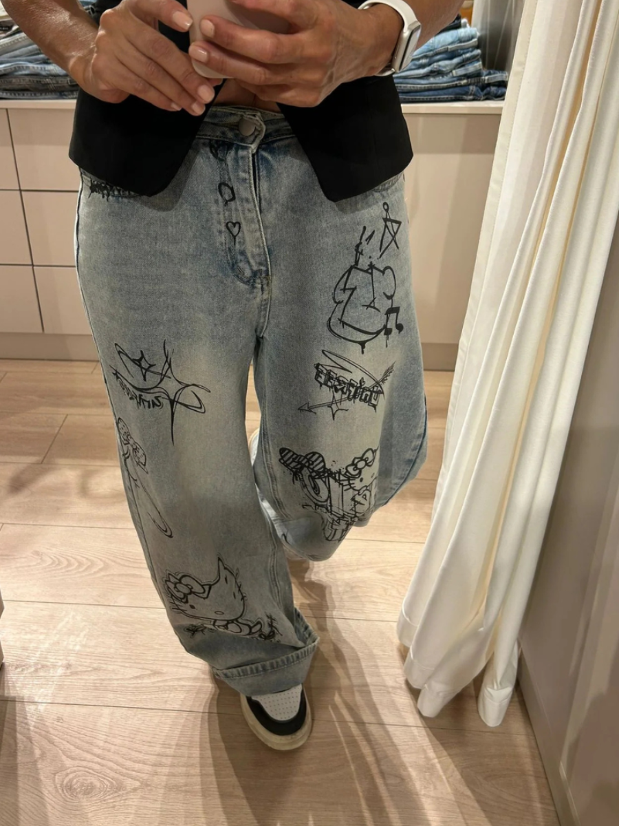 NEVADA LOVE Hello Kitty Wide Leg Jeans